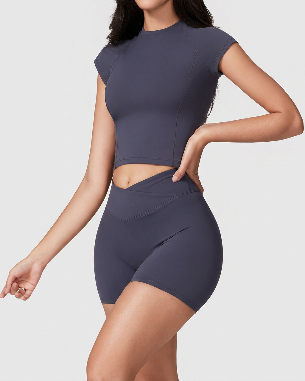 Raglan Cap Sleeve Cropped Tee
